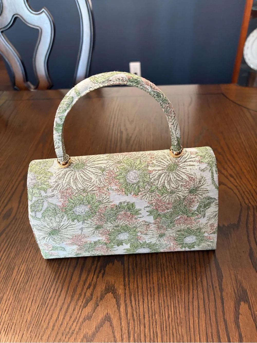Haute Hippie Floral Jacquard Satchel in Green, Pink & Cream